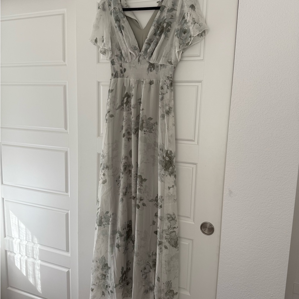 Baltic Born Elegant Gray Floral Maxi Dress